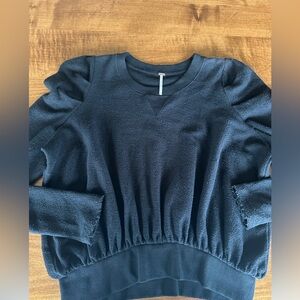 Free People Zaza Cropped Terry Pullover Sweatshirt